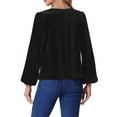 thumbnail image 3 of INSPIRE CHIC Women's Vintage Velvet Blouse Cowl Neck Lantern Long Sleeve Tops XS Black, 3 of 6