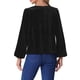 thumbnail image 3 of INSPIRAR CHIC Blusa de Terciopelo Vintage para Mujeres con Cuello de Cowl y Mangas Largas en Negro Talla XS, 3 of 6