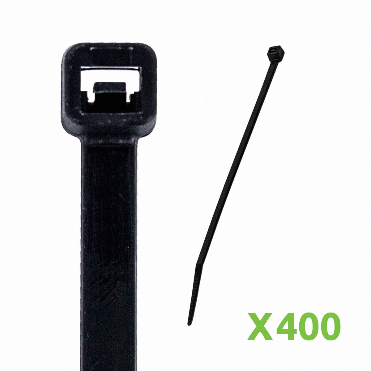 NavePoint 12 Inch Nylon UV Resistant Cable Wire Zip Tie 40 lbs - Black 400 Pack Lot Pcs Qty