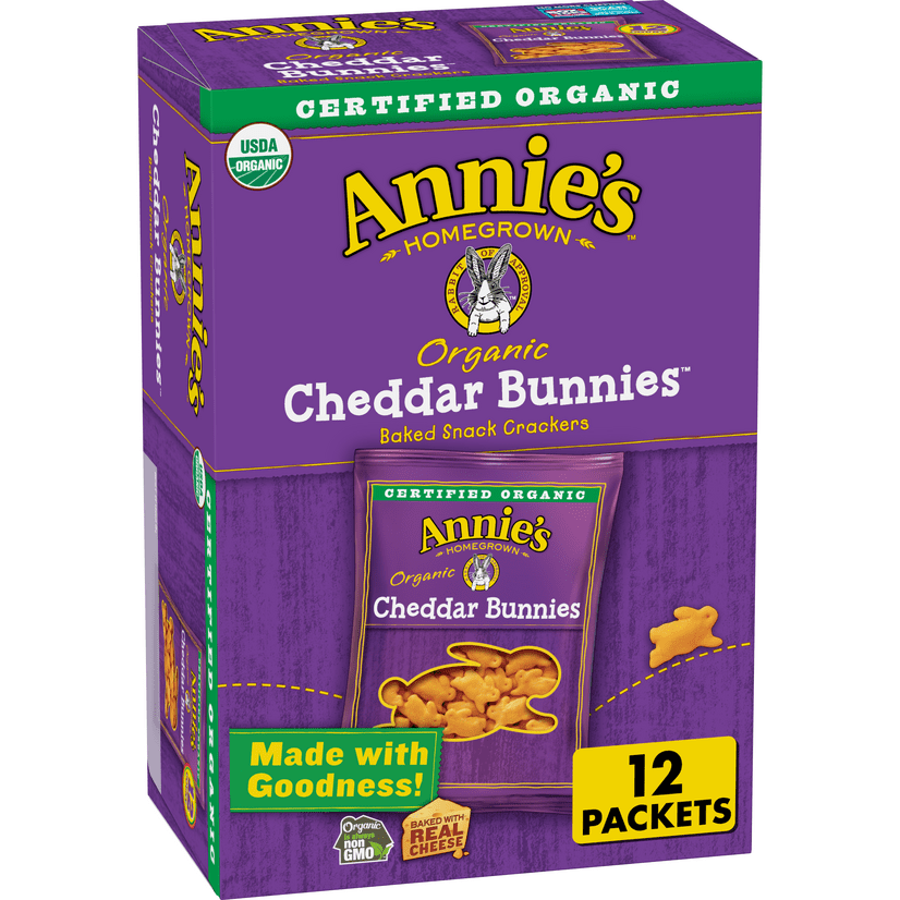 Annie's Organic Cheddar Bunnies Baked Snack Crackers, 12 ct, 12 oz
