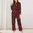 thumbnail image 2 of Balery Beautiful Maple Leaf Lantern Conjunto de Pijama con Estampado para Mujer, Conjunto de Dos Piezas con Manga Larga, Ropa de Dormir Suave con Bolsillos, Pijamas Cómodos-Medium, 2 of 7