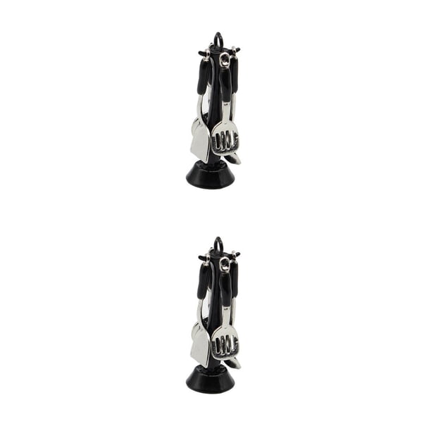 Vogacara Mini vajilla de 5 piezas, platos en miniatura, modelo de muebles pequeños, regalos adorables, suministros para el hogar, adorno de diseño negro Type2 NO2 Vogacara CBP219828