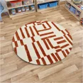 thumbnail image 2 of Tufted rug 15x15, Off White and Maroon color, Round carpet, Bed, Living, room, Handmade area rugs, 2 of 6