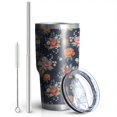 thumbnail image 2 of 30oz Pioneer Flower Floral Print Pattern Tumbler, Double Wall Vacuum Insulated Cup, BPA-Free Leak Proof Lid & Reusable Straws, Hot 12h, Cold 34h, 2 of 6