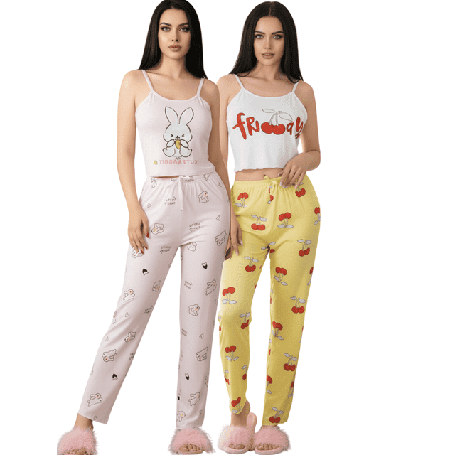 Set De 2 Conjunto Pijama Mujer Blusa Y Pantalón Dama Piyama Unitalla Pyjama