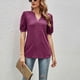thumbnail image 5 of Blusa de manga abullonada para mujer, blusa de manga abullonada en V, blusa de manga abullonada de moda para mujer, blusa de color puro, funcionalidad inteligente, 5 of 8