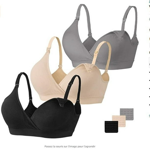 3 uds sujetadores de maternidad ropa interior de enfermería para mujeres embarazadas (negro desnudo gris L) Tmvgtek Para estrenar