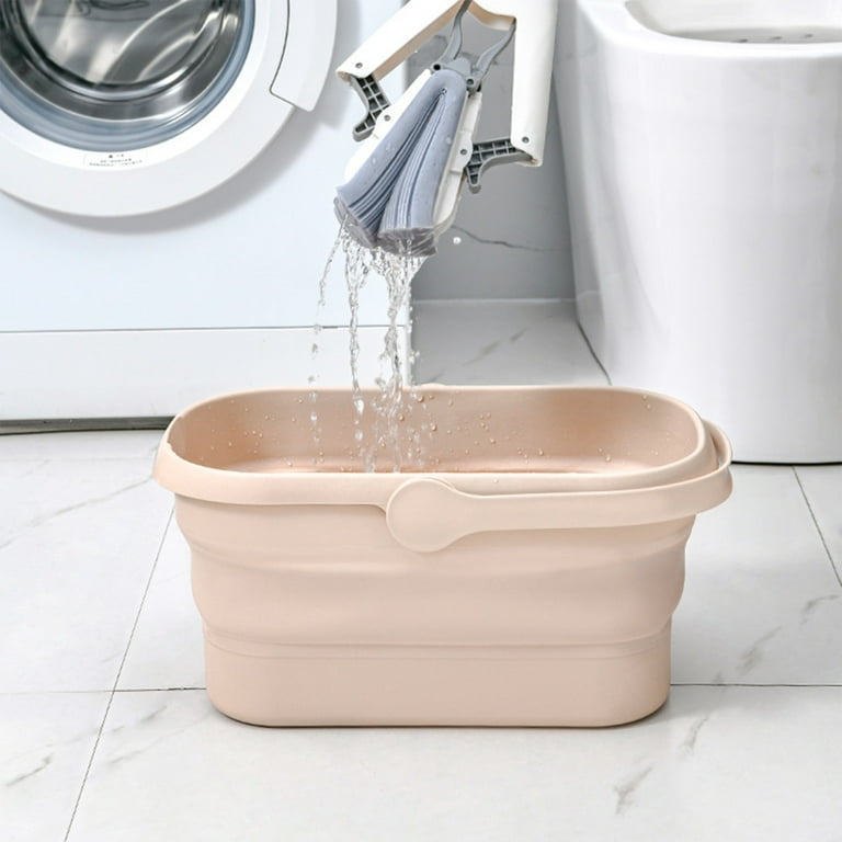Plastic Mop Cleaning Bucket Large Collapsible Mop Bucket Bathroom Kitchen Camp Bucket - Nordic Pink, Adult Unisex