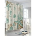 thumbnail image 3 of Fsddascl Aqua Coastal Starfish Shower Curtain Set - 72" x 78" Washable Bathtub Curtain with 12 Hooks, Farmhouse Nautical Seahorse Coral Waterproof Fabric Stall Shower Curtains for Bathroom/Bathtub, 3 of 6