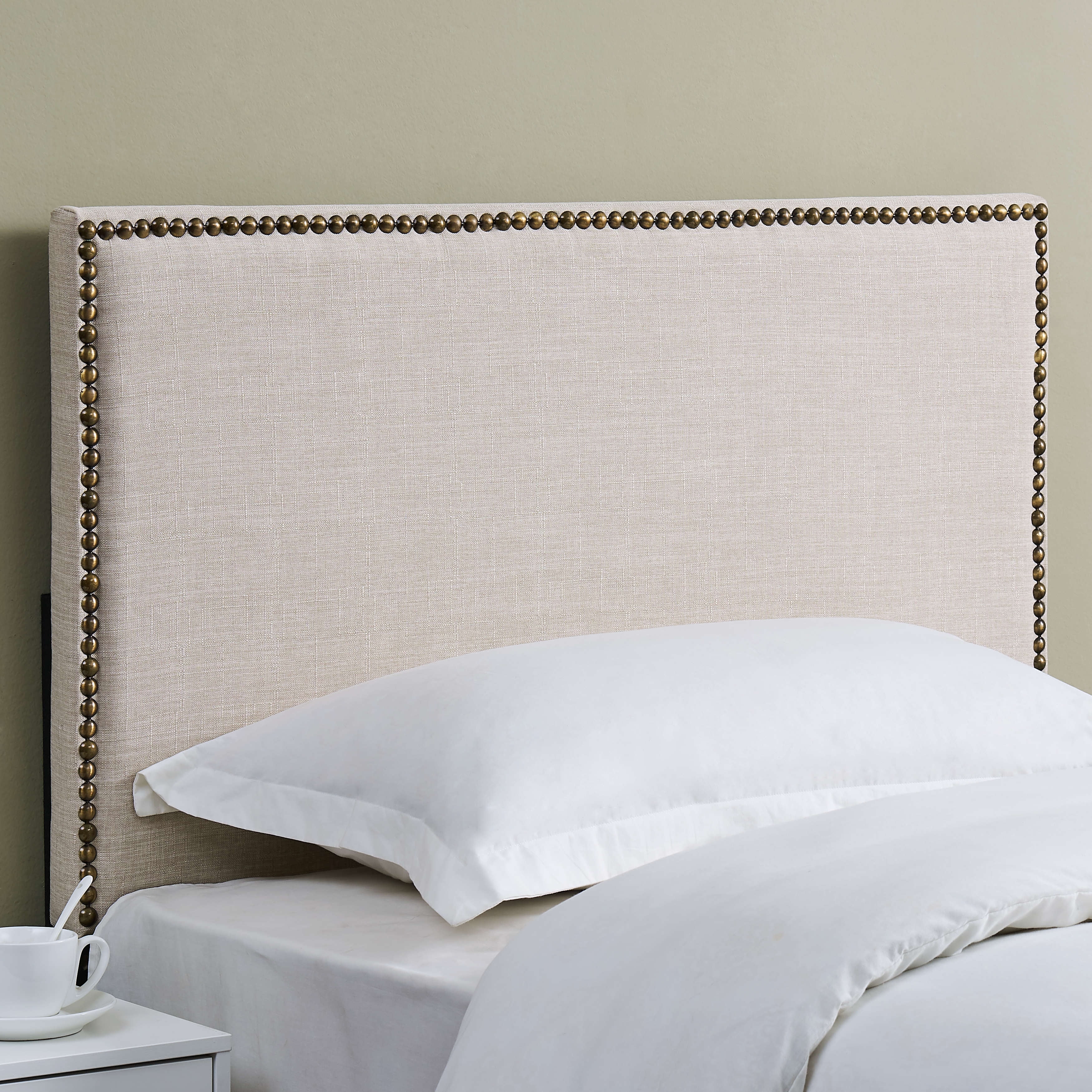 Mainstays Headboard with Nailheads, Twin, Beige