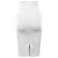 thumbnail image 3 of A2Y Women's Basic Solid Ponte Knee Length Slit Techno Span High Waist Pencil Skirt White M, 3 of 3