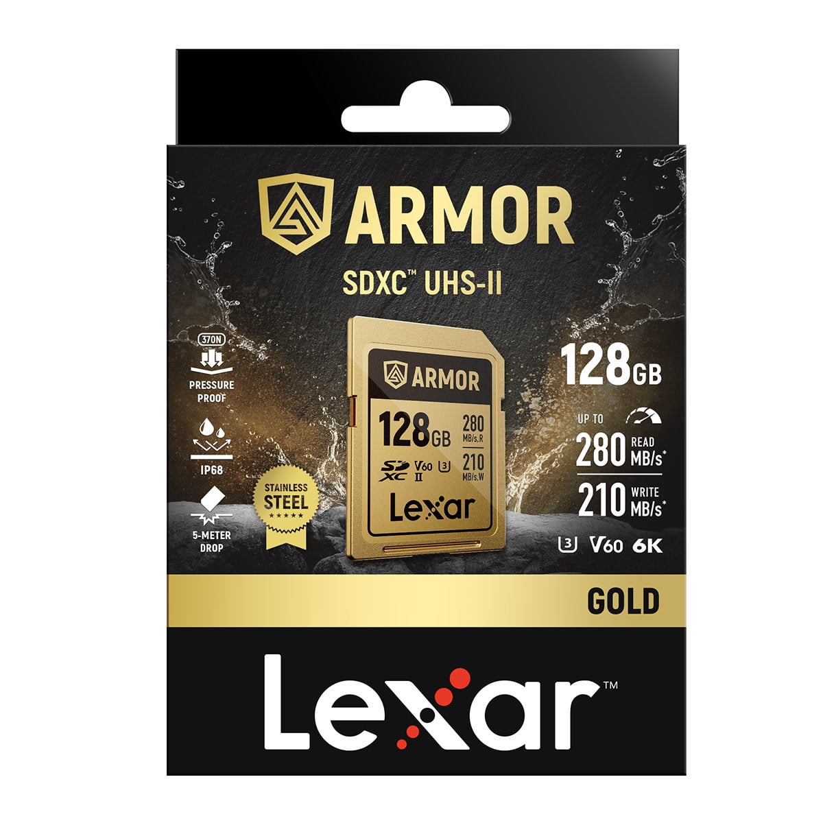 Lexar Professional ARMOR GOLD 128GB UHS-II V60 SDXC Memory Card