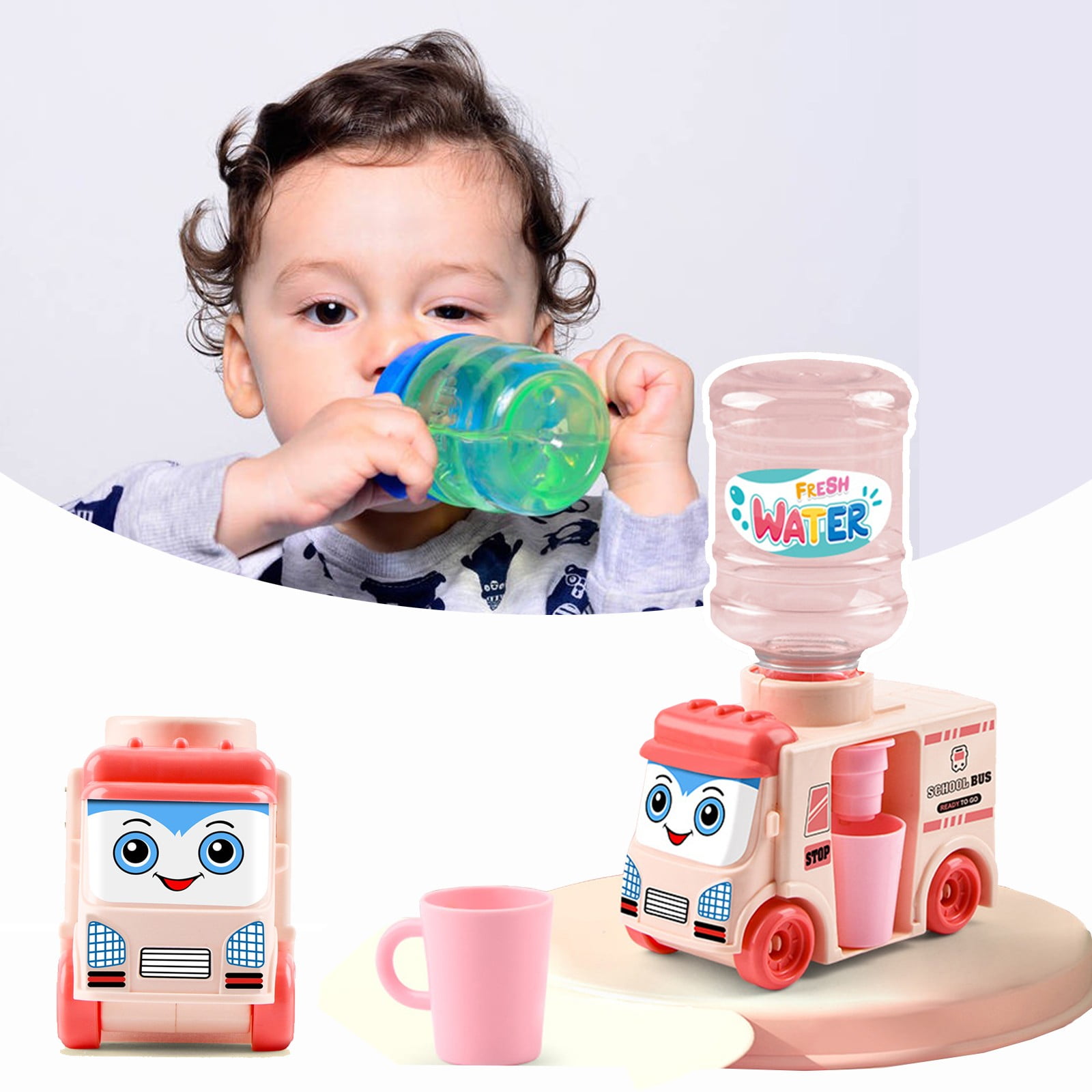 Mittory Water Dispenser Toy, Mini Plastic Cartoon Drink Water Dispenser  With Water Storage Bucket And Cup Funny Kitchen Toy For Children -  