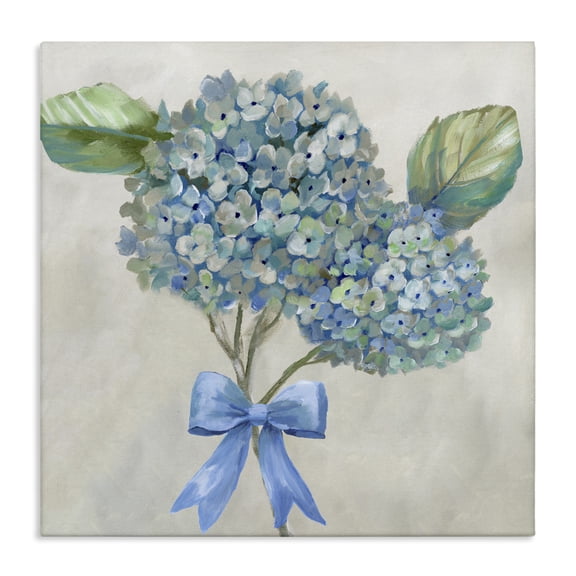 Stupell Industries Hydrangea Beauty & Bow Canvas Wall Art design by Nan, 17 x 17