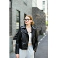 thumbnail image 4 of Spring and Autumn 2024 The new belt detachable epaulet motorcycle jacket leather jacket Rice white XL, 4 of 6