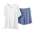thumbnail image 3 of Censtreet Women's 2 Piece Pajama Sets Short Sleeve Lounge Sets Soft Round Neck Top and Shorts Sleepwear, 3 of 4