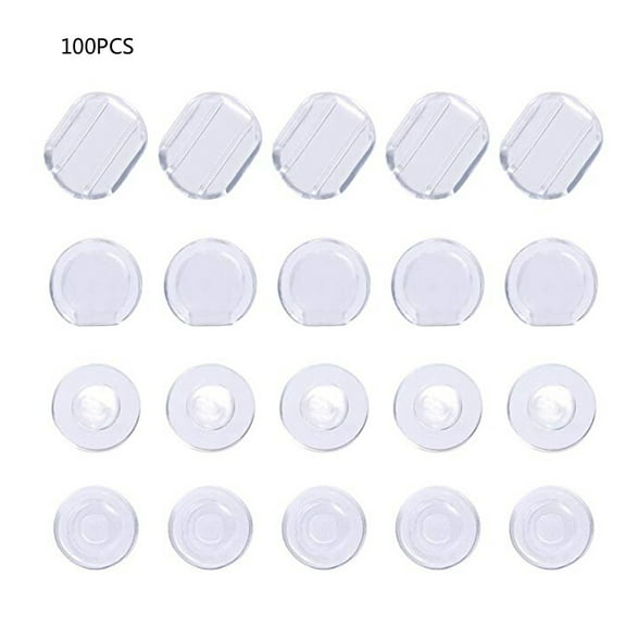 Necvior 100 Pieces 4 Sizes Earring Back Pads Clear Silicone Comfort Earring Cushions for Clips on Earrings Ear Protector