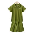 thumbnail image 2 of Diufon Toddler Boys Girs Summer Outfits Solid Color 2 Piece Tracksuit Short Sleeve T-shirt & Shorts Clothes, 2 of 4