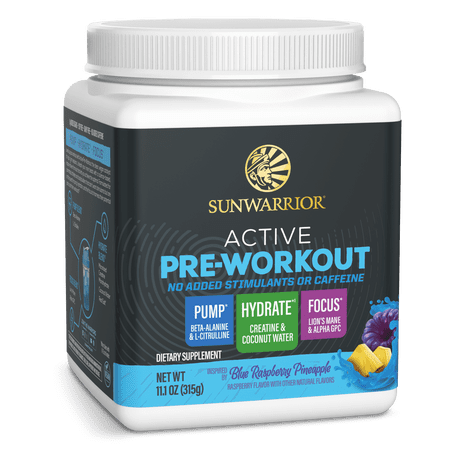 Active Pre-Workout Powder for Pump, Focus, and Hydration | No Added Stimulants or Caffeine | 315g Tub