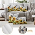 thumbnail image 6 of Sunflower Bee Outdoor Waterproof Pillow Covers, Grey Buffalo Checkered Botanical Floral Decorative Square Throw Pillowcase Sofa Cushion Sham for Patio/Couch/Chair, 24"x24" 2 Pack, 6 of 8