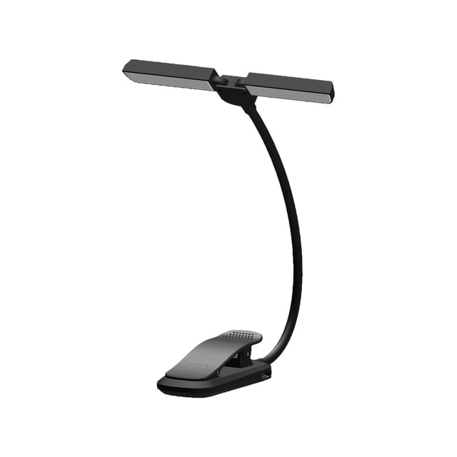 LED Desk Lamp With Double Adjustable Head Clip On Design Rechargeable Battery Eye Caring Flicker Free For Home Office Study