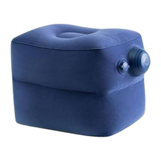 Reposapiés inflable para escritorio, almohada para piernas, para avión, vuelo largo Azul