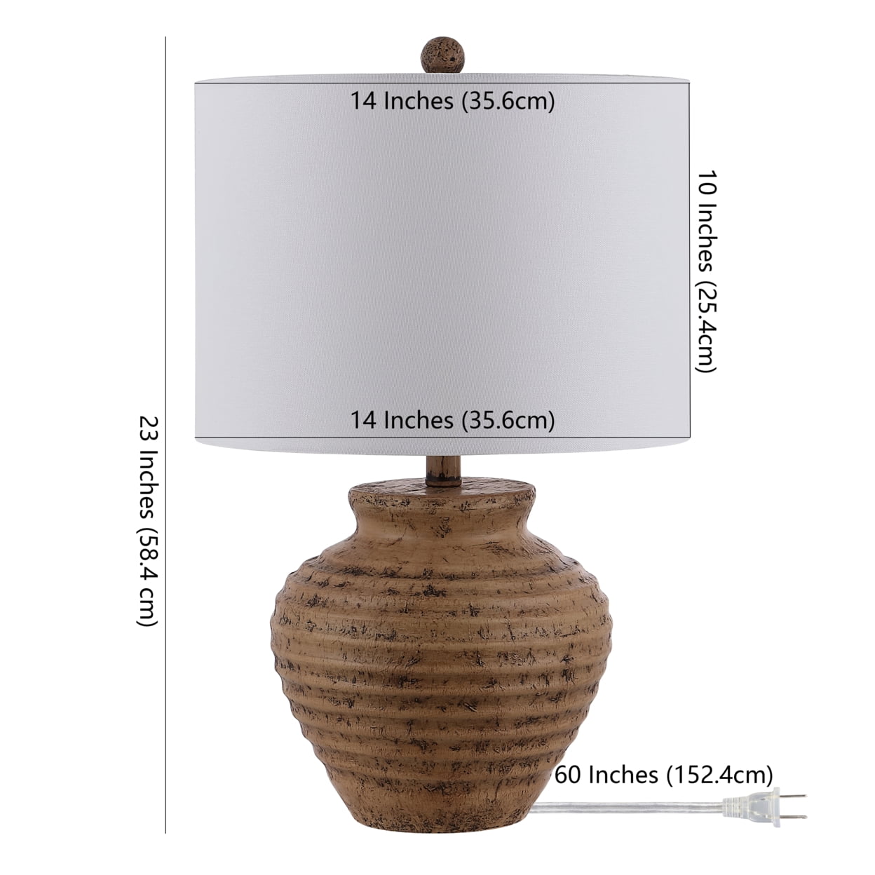 SAFAVIEH Kamryn 23 in. Textured Resin Table Lamp, Brown
