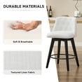 thumbnail image 5 of PAPROOS Swivel Bar Stools Set of 2, Modern Counter Height Stools with Linen Upholstery, Kitchen Barstools with Solid Wood Frame for Kitchen Island, White, 5 of 11