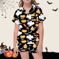 thumbnail image 2 of Weebloom Halloween Girl Pajamas Soft Kids Flip Collar Design Dailywear Outfit 2-13 Years Skin-Friendly Sleepwear,2-3 Years, 2 of 4