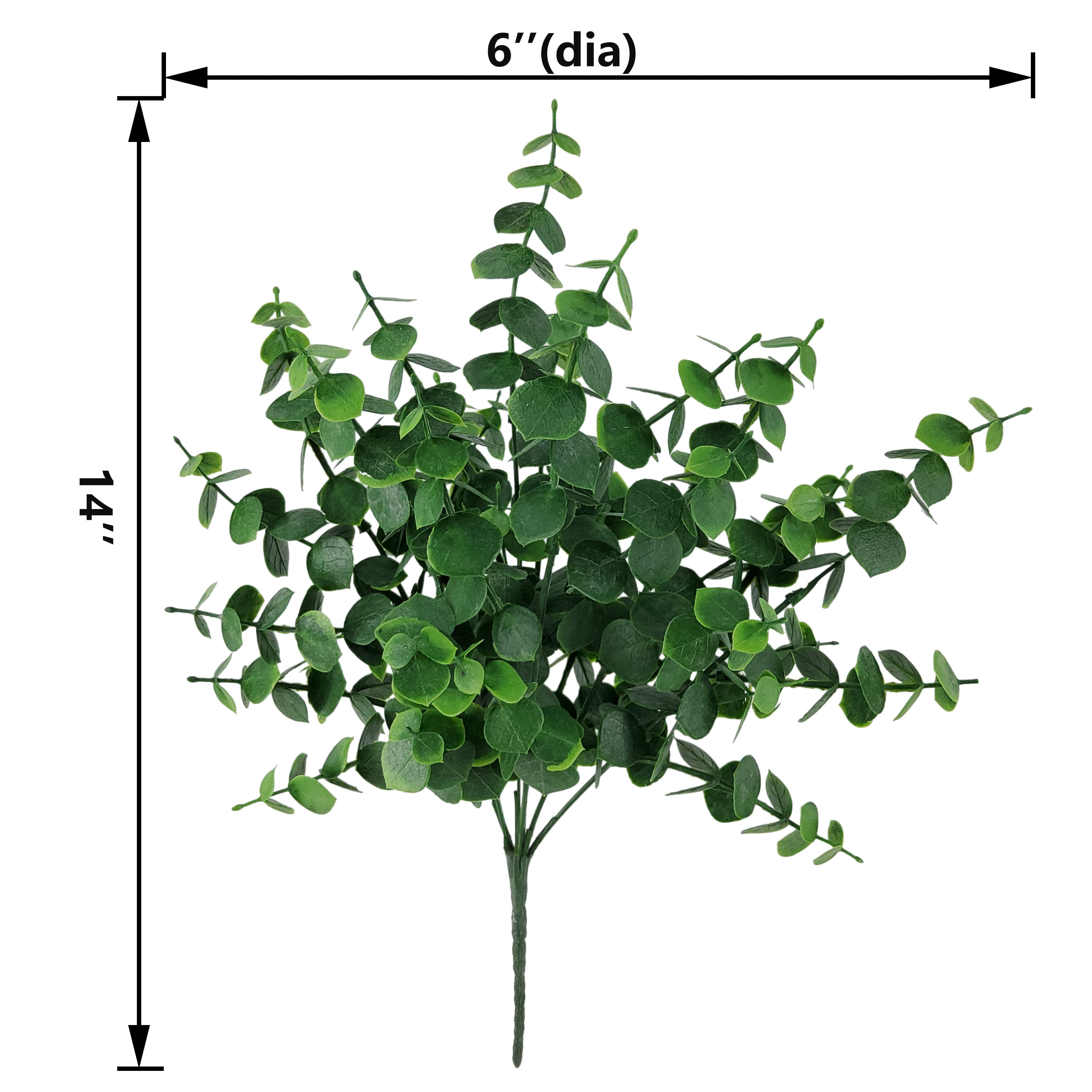 (3 pack) Mainstays 14in Indoor Artificial Eucalyptus Leaves Pick, Green Color. Weight 0.14lb, Pot Not Included.