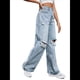 thumbnail image 3 of Pantalones Vaqueros Rotos de Cintura Alta para Mujer, Desgastados, Holgados, Rectos y de Pierna Azul L, 3 of 10