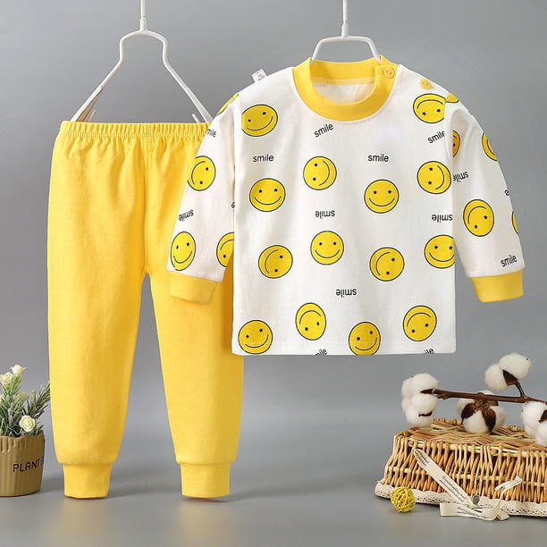 Conjunto de ropa interior cómoda con abertura en los hombros para niños, ropa de otoño, pantalones de otoño, ropa de casa para bebé, pijamas para niños y niñas de tamaño pequeño y mediano