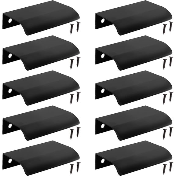 NOGIS 10Pcs Modern Finger Edge Pulls, 80mm/ 3.15inch Aluminum Hidden Tab Pull Handles Black Concealed Finger Drawer Handles for Cabinet, Kitchen, Closet, Wardrobe, Door