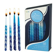 Premium Hand Made And Decorated Chanukah Candles - Blue Spiral