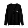 thumbnail image 2 of NTACZA Oversized Sweater Women Love Heart V Neck Black Valentine's Day Sweater Cardigan Button Up Womens Jumpers L, 2 of 5