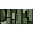 thumbnail image 2 of PixonSign Framed Wall Art Set Watercolor Black & Green Geometric Block Abstract Modern Art Decor Bohemian Pastel Pieces of Puzzle Prints for Living Room, Bedroom, Office - 16"x24"x3 Black, 2 of 5