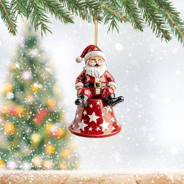 Acrylic Christmas Santa and Deer Bag Keychain Pendant for Car Rearview Decoration Festive Holiday Ornament Accessory