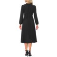 thumbnail image 3 of Vestido Midi A-Line de Manga Larga con Cinta en V Plisado para Mujer INSPIRE CHIC Talla XS Negro, 3 of 6