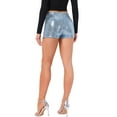 thumbnail image 3 of INSPIRE CHIC Women's Shorts Glitter Sequin Midrise Solid Sparkle Coctail Elastic Waist Shorts S Light Blue, 3 of 6