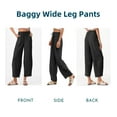 thumbnail image 4 of DOKOTOO Barrel Pants Women Casual Drawstring Wide Leg Palazzo Pants Elastic Waisted Linen Pants Trousers with Pockets, 4 of 9