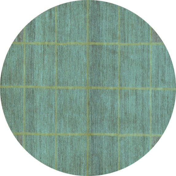 Ahgly Company Indoor Round Abstract Light Blue Modern Area Rugs, 7' Round