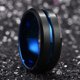 thumbnail image 2 of Anillos de banda de boda de tungsteno negro para hombres, anillo de compromiso de borde biselado de ranura negra, regalo de San Valentín, moda, 8mm, 2 of 3