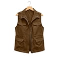 thumbnail image 2 of BXJX Womens Cargo Vests, Sleeveless Drawstring Waist Full Zip Multi‑Pocket Utility Jackets Brown Size S, 2 of 6