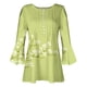 thumbnail image 4 of ICHUANYI Clearance Women's Casual Trumpet 3/4 Sleeve Printed Buttoned Basic Ruched Tops Pleated T-shirts Blouses(Green, XL) ICHUANYI WER2023081011627, 4 of 5