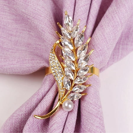 

Napkin Ring 6Pcs Hotel Napkin Ring Napkin Holder Wheat Ears Napkin Buckle Christmas Wedding Party Crystal Napkin Circle Table Decor