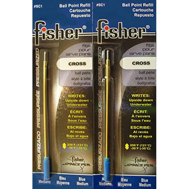 2 PACK Genuine Fisher Space Pen Blue Medium Point SC1 CROSS Pen Refills