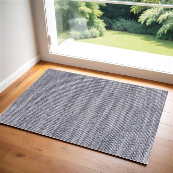 HomeRoots 3 x 5 ft. Abstract Power Loom Washable Non Skid Rectangle Area Rug, Gray & White