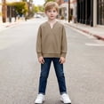 thumbnail image 5 of OGLCCG Boy's Waffle Long Sleeve Shirt Loose Fit V Neck Henley Shirts Casual Lightweight Comfort Oversized Tshirts for School 4-14 Years, 5 of 6