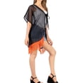 thumbnail image 3 of HAPPY BAY Women's Chiffon Summer Beach Open Front Holiday Kimono Beachwear Duster Cardigans XL-XXL Orange Tassels_AB740, 3 of 4