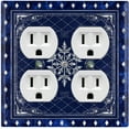 thumbnail image 1 of Metal Light Switch Plate Cover Blue Rhombus Snowflake Frame FRA044, 1 of 13